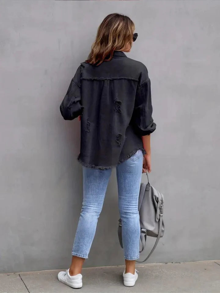 Freya Oversized Ripped Denim-jakke