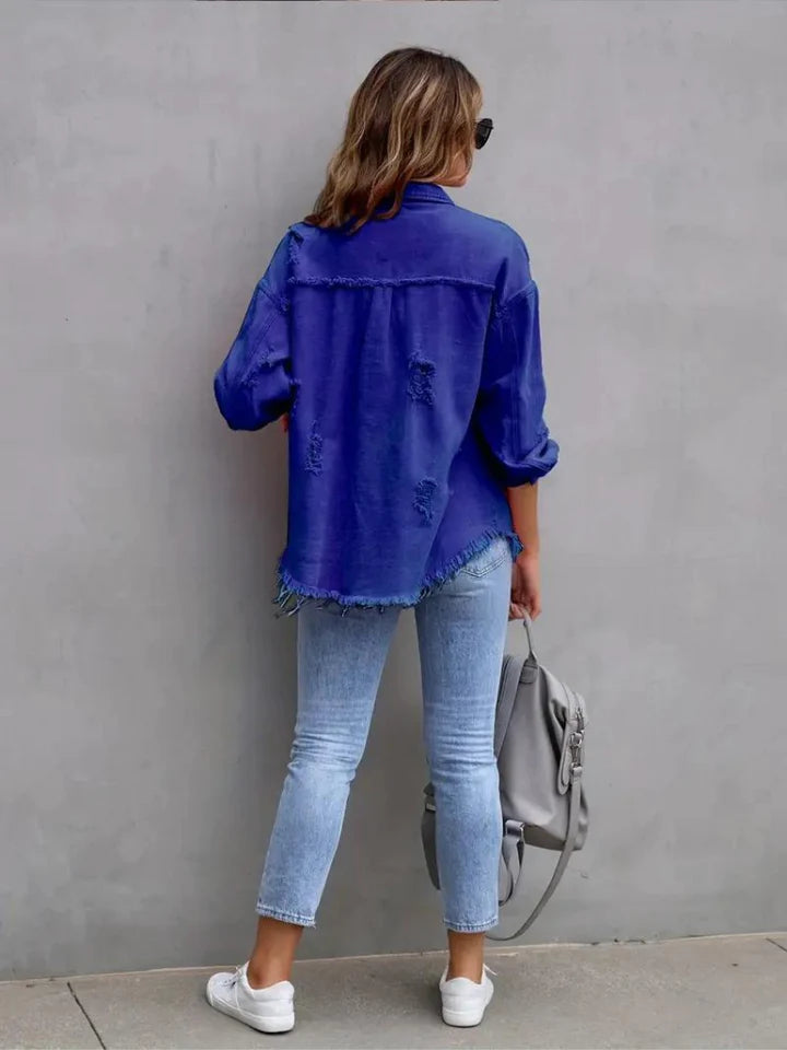 Freya Oversized Ripped Denim-jakke