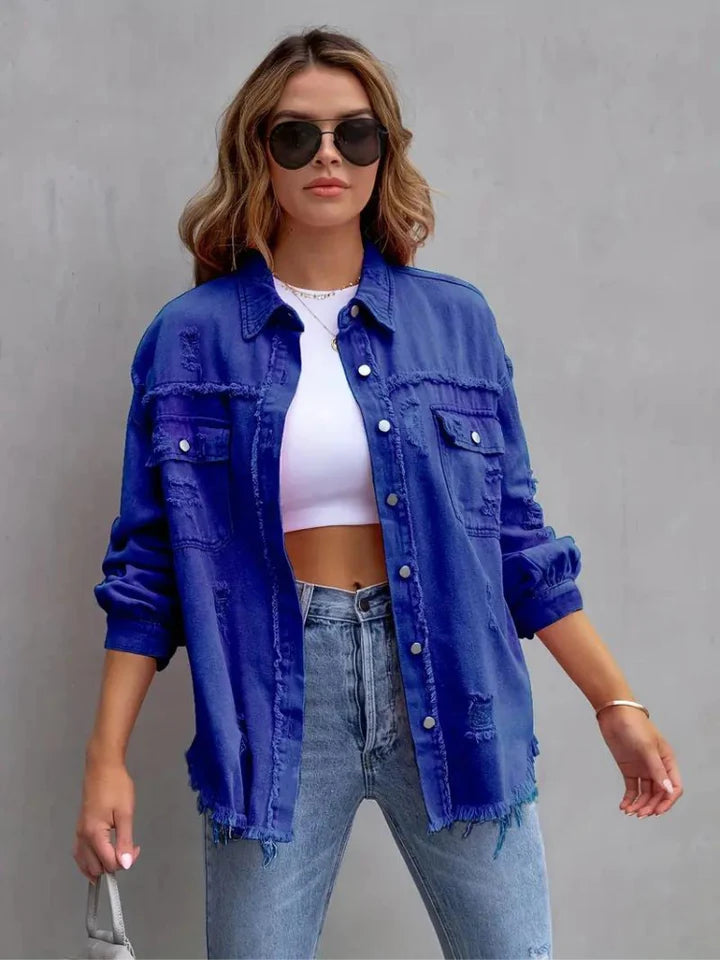 Freya Oversized Ripped Denim-jakke