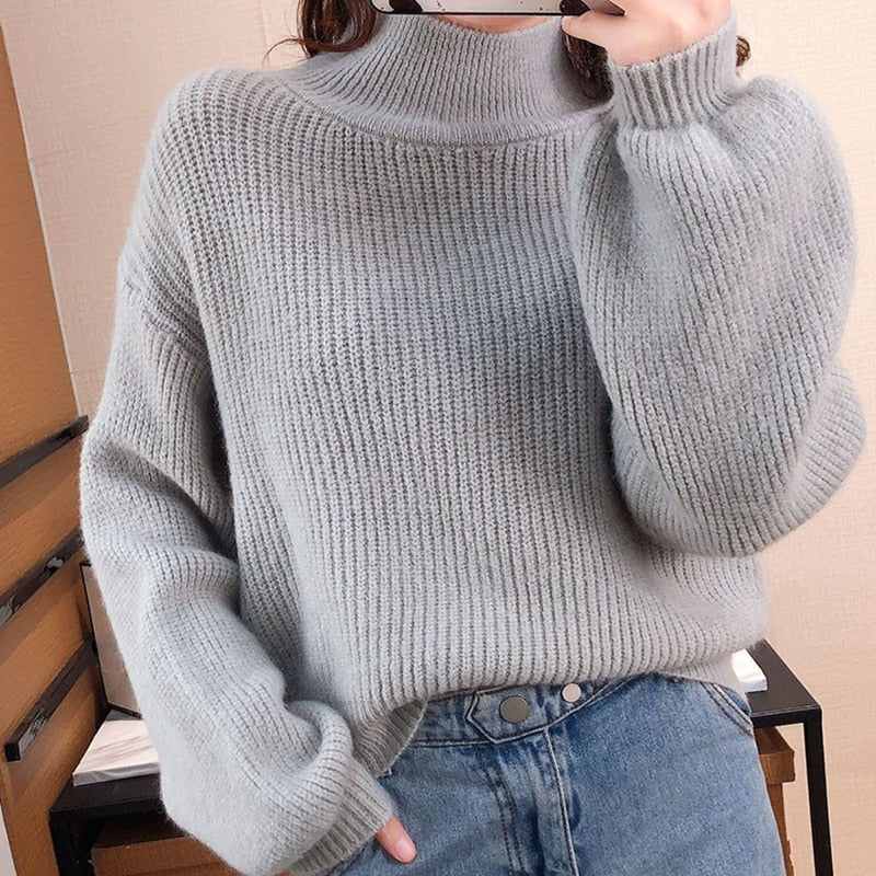 Elisa- Semi turtleneck lanterne erme Basic genser