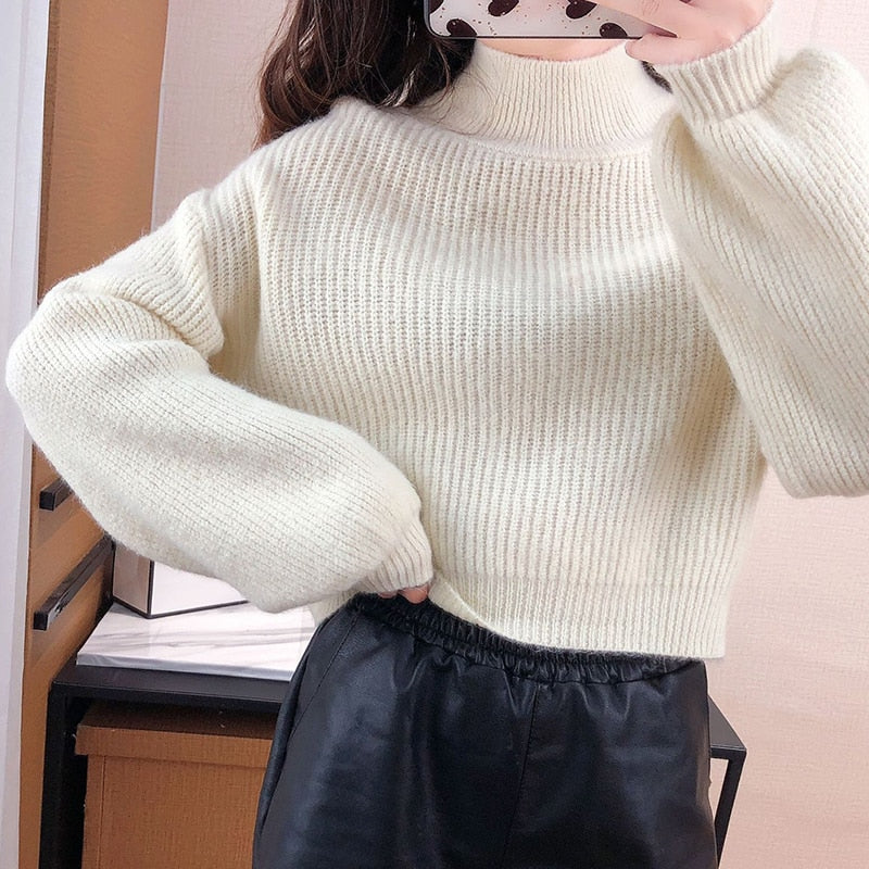 Elisa- Semi turtleneck lanterne erme Basic genser