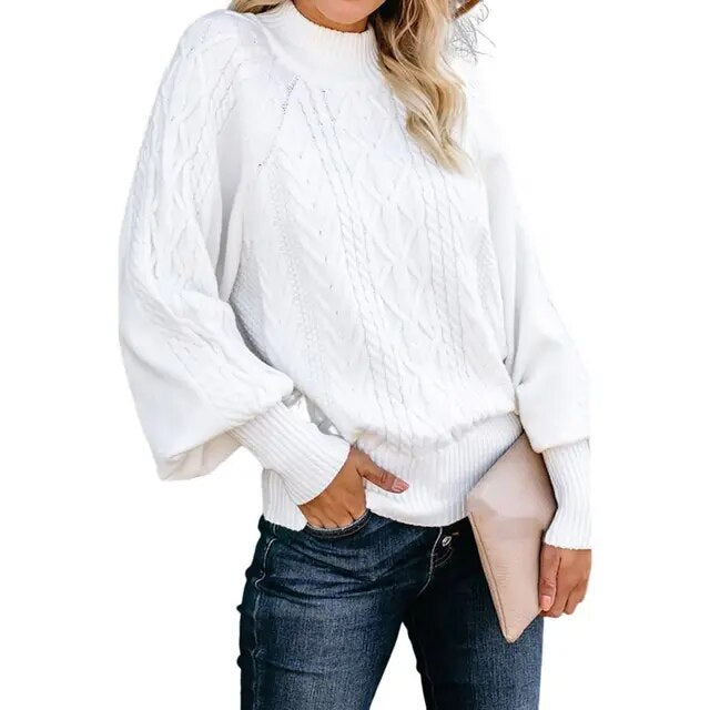 Renata- Strikket genser med langermet lanternestil for kvinner