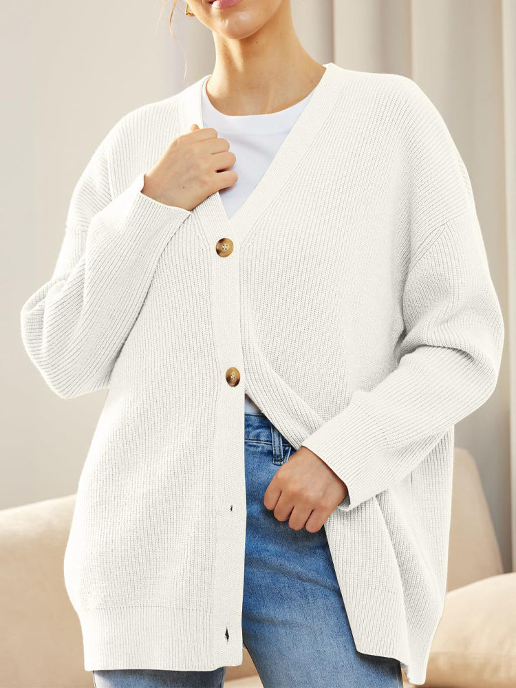 Carina- Casual Comfort Cardigan med knapper for kvinner