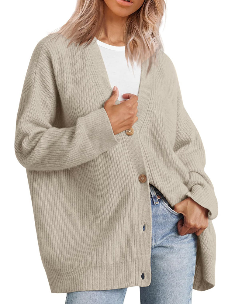 Carina- Casual Comfort Cardigan med knapper for kvinner